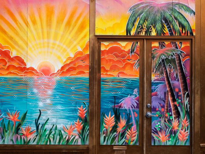 Яркая витрина в Портленде