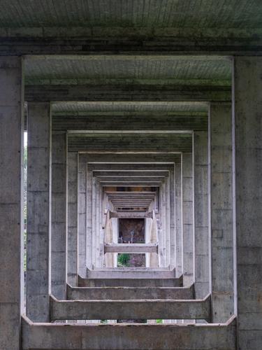 Bridge supports forming a geometric pattern Bridge supports forming a geometric pattern